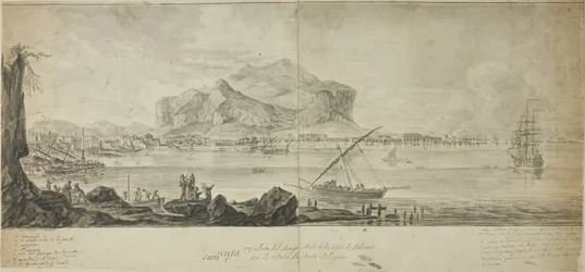 Widok na miasto i port w Palermo z widokiem na Monte Pellegrino