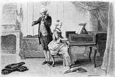 Grawer autorstwa Adriena Moreau (1843-1906) ilustrujący „Kandyda” Francois Marie Arouet dit Voltaire (1694-1778).