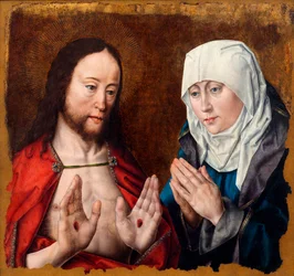 Chrystus ukazujący matce rany gwoździowe na dłoniach, ok. godz. 1490.