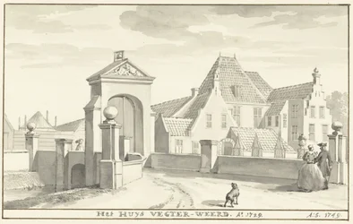 Hazathe Vechterweerd koło Zwolle w 1729 r. Het HUYS VEGTER-WEERD Ao 1729 (tytuł na obiekcie)