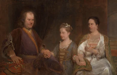 Hermanus Boerhaave (1668-1738), profesor medycyny na Uniwersytecie w Leiden, z żoną Marią Drolenvaux (1686-1746) i córką Johanną Marią (1712-91)