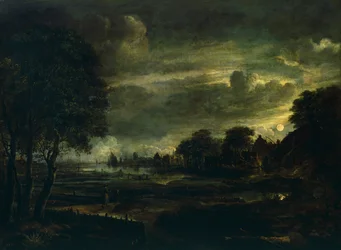 Wioska w świetle księżyca, autor: Aert van der Neer (1603-1677)