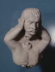 Demon odrywający głowę, styl grecko-buddyjski, z Hadda, I-IV w.