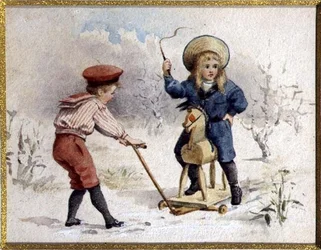 Koń-zabawka (akwarela na papierze)
