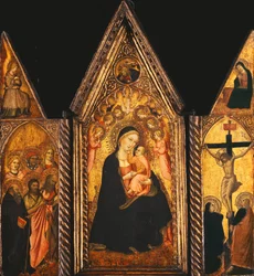 Tryptyk przenośny z Madonną z Dzieciątkiem na tronie z aniołami,