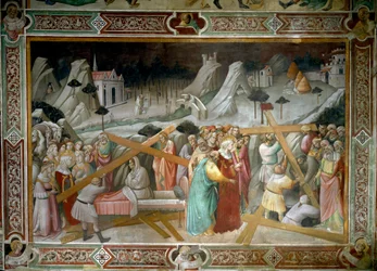 Legenda o prawdziwym krzyżu: „Święta Helena (248-328), matka cesarza rzymskiego Konstantyna I (272-337) odkrywa w Palestynie Święty Krzyż” Fresk Agnolo Gaddiego (ok. 1350-1396). XIV-wieczny kościół Santa Croce we Florencji.