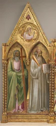 Święty Andrzej i Święty Benedykt z Archaniołem Gabrielem [lewy panel], krótko przed 1387 r. (tempera na płycie z topoli)