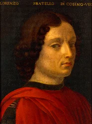 Portret Wawrzyńca Medyceusza Starszego, autorstwa Agnolo Bronzino, ok. 1565-1569, olej na cynie