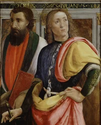 Św. Bartłomiej i Julian Szpitalnik (tempera, olej i złoto na desce)