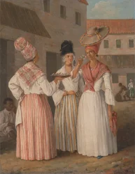 Zachodnioindyjska Flower Girl i dwie inne Wolne Kolorowe Kobiety, ca. 1769.