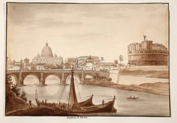 Grobowiec Hadriana, 1833 (akwaforta z brązową farbą)