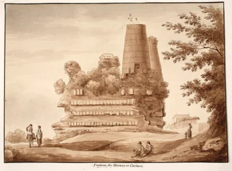 Grobowiec Horatii i Curiatii, 1833 (akwaforta z brązową farbą)