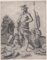 Młody bohater przy ołtarzu, ok. godz. 1514-36.