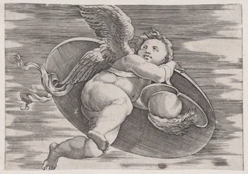 Eros kradnący tarczę człowieka, ca. 1514-36.