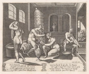 Płyta 7: Psyche uczestniczyła w kąpieli, z Historii Kupidyna i Psyche opowiedzianej przez Apu..., 1530-60.