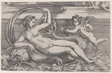 Wenus leżąca na delfinie, ca. 1516.