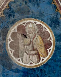 Święty biskup, fragment czwartego przęsła stropu (fresk)