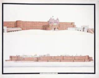 Fort Agra, z Bramą Delhi, ok. 1930 r. 1815