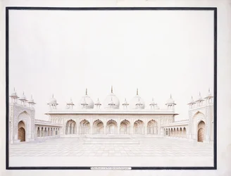 Moti Masjid w forcie Agra, ok. 1815 (ołówek i w/c)