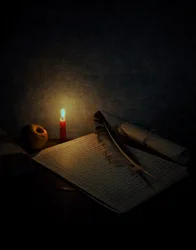 Cicha pracownia przy blasku świec