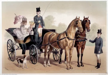Powóz konny z końmi anglo-normańskimi Druk Alberta Adama (1833-?) XIX w. Paryż, Musee Carnavalet