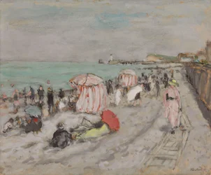 Na plaży (olej na papierze położony na desce)