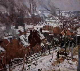 Przemysłowy krajobraz pod śniegiem
