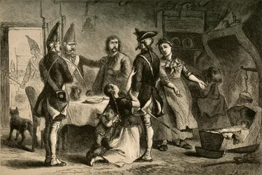 Pobór żołnierzy niemieckich do służby w Ameryce, 1877.