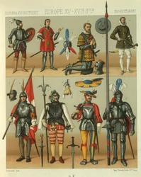 Ilustracja zbroi europejskich wojowników