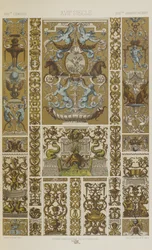 XVII wiek, tablica 79 z "Ornament polichromatyczny: sto płyt w złocie, srebrze i kolorach"