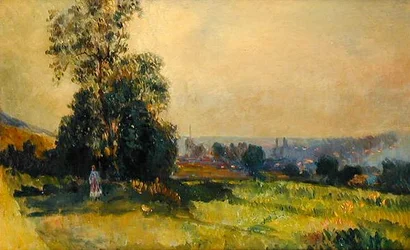Ландшафт дахь залуу охин (зтон дээр тосон)поли