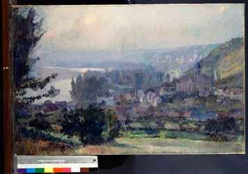 Widok Vetheuil, zachód słońca, 1897
