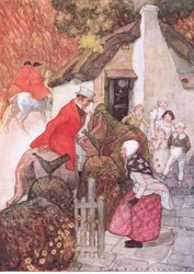 Kiedy zobaczyła Sir Johna, dygnęła bardzo nisko, z publikacji The Water Babies, Humphrey Milford Oxford University Press, ok. 1930 r. (litografia kolorowa)