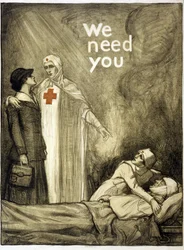 Plakat rekrutacyjny Czerwonego Krzyża, „We Need You”, wyd. 1918 (kolor lito)