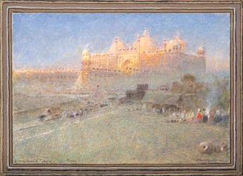 Jumna Musjid, Agra, świt (akwarela z akwarelą i tuszem)