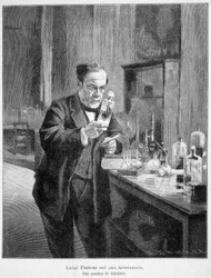 Ludwik Pasteur w swoim laboratorium według obrazu edelfelt