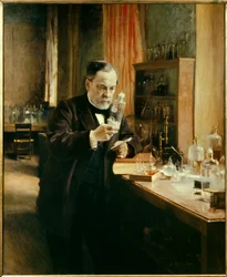 Portret Louisa Pasteura w jego laboratorium