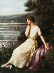 Portret kobiety nad jeziorem