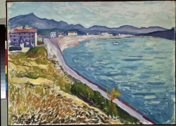 ""Saint Jean de Luz"" Widok na wybrzeże Basków w Saint-Jean-de-Luz (Pyrenees Atlantiques). Obraz Pierre-Alberta (Alberta) Marqueta (1875-1947) 1907 Olej na płótnie. Ermitaż, Sankt Petersburg (Sankt-Petersburg)