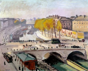 Pont Saint Michel i Quai des Grands Augustins w Paryżu