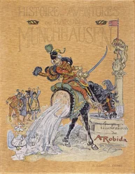 Okładka „Opowieści i przygód barona de Munchausena” (Munchhausen) z ilustracjami A. Robidy (1848 - 1926).