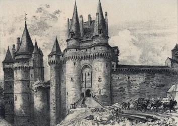 Le Chatelet a Vitre in Ille-et-Vilaine - Stara Francja - Bretania - tekst, rysunki i litografie, Albert Robida (1848-1926) bez daty koniec XIX wieku