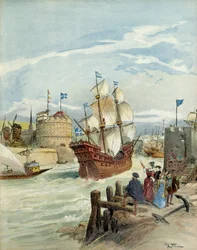 Flota francuska w Le Havre, która stała się decyzją Francois I