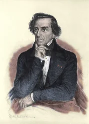 Portret Giacomo Meyerbeera (1791-1864), niemieckiego kompozytora. Rysunek Alberta Rosenthala