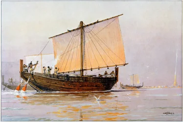 Asyryjska kuchnia (kolorowa litografia)