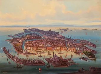 Widok z lotu ptaka Wenecji, 1867.