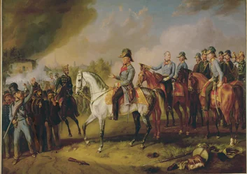 Feldmarszałek Johann Joseph Wenzel Radetzky i jego sztab generalny przed Mediolanem ... (obraz na płótnie)