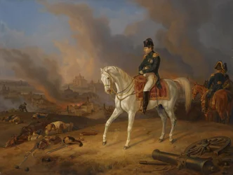 Napoleon Bonaparte przed płonącym miastem Smoleńsk