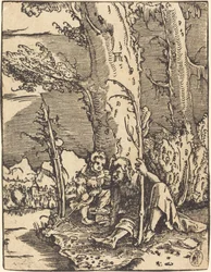 Święty Krzysztof siedzący nad brzegiem rzeki