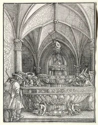 Święta Rodzina w ucieczce do Egiptu przy fontannie, c. 1520.